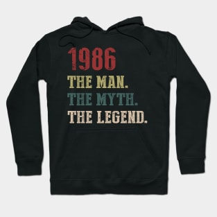 Vintage 1986 The Man The Myth The Legend Gift 34th Birthday Hoodie